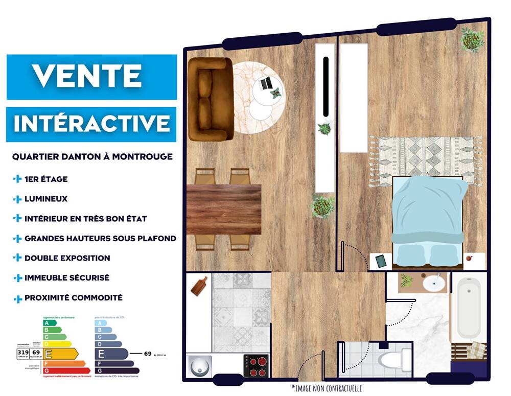 APPARTEMENT 2 PIÈCES LUMINEUX DE 41 m²