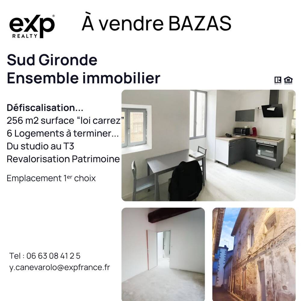 (33430)-Coeur de ville de Bazas -Immeuble de 6 Logements –Fort Rendement